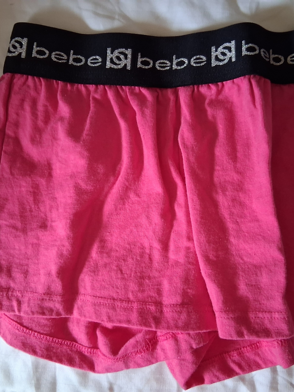 bebe Pink Lounge Shorts with Black Logo Waistband
